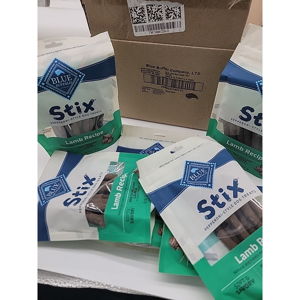 Case Of 6 of Blue Buffalo Stix Pepperoni-Style Dog Treats Lamb Recipe 5oz